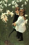 John Singer Sargent Garden Study of the Vickers Children oil painting reproduction